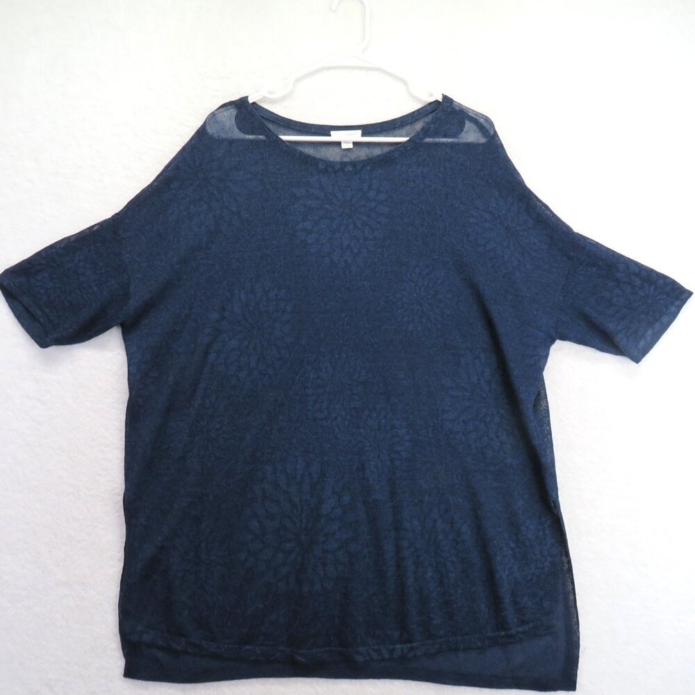 Pure Jill Sweater‎ Womens Medium Linen Blend Lightweight Floral Pullover Top
